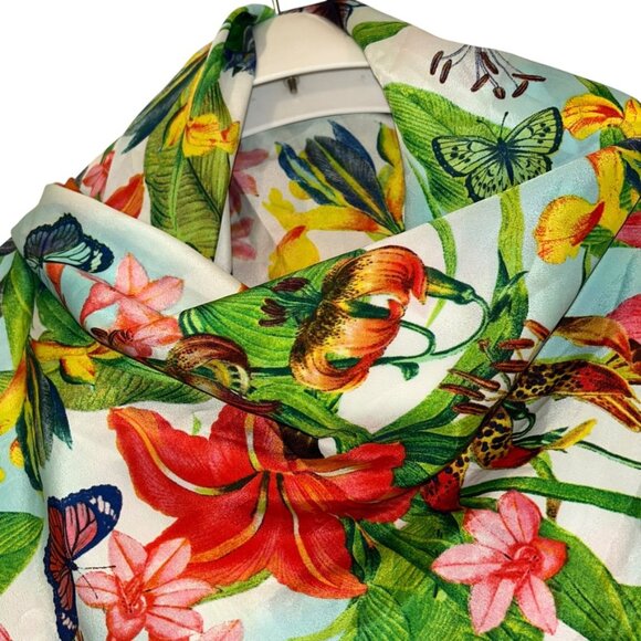 louis dell olio SPECTACULAR green flowers butterflies large pareo shawl scarf - Picture 3 of 7